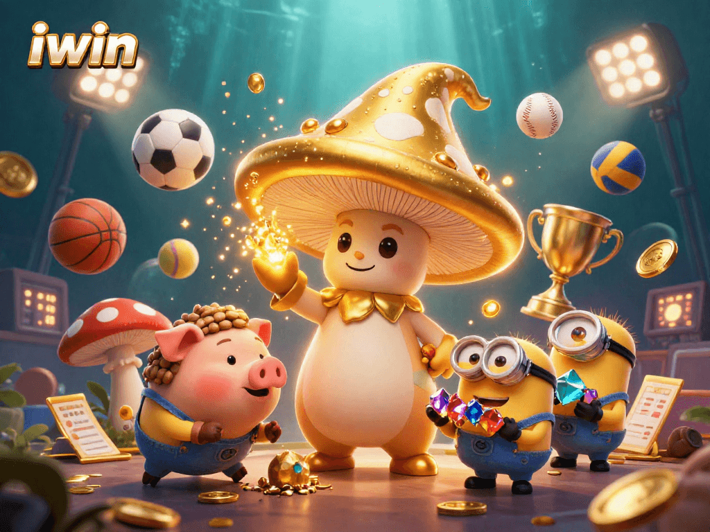 Experience iwin with vibrant 3D casino graphics showcasing sports betting dynamics and treasure elements.