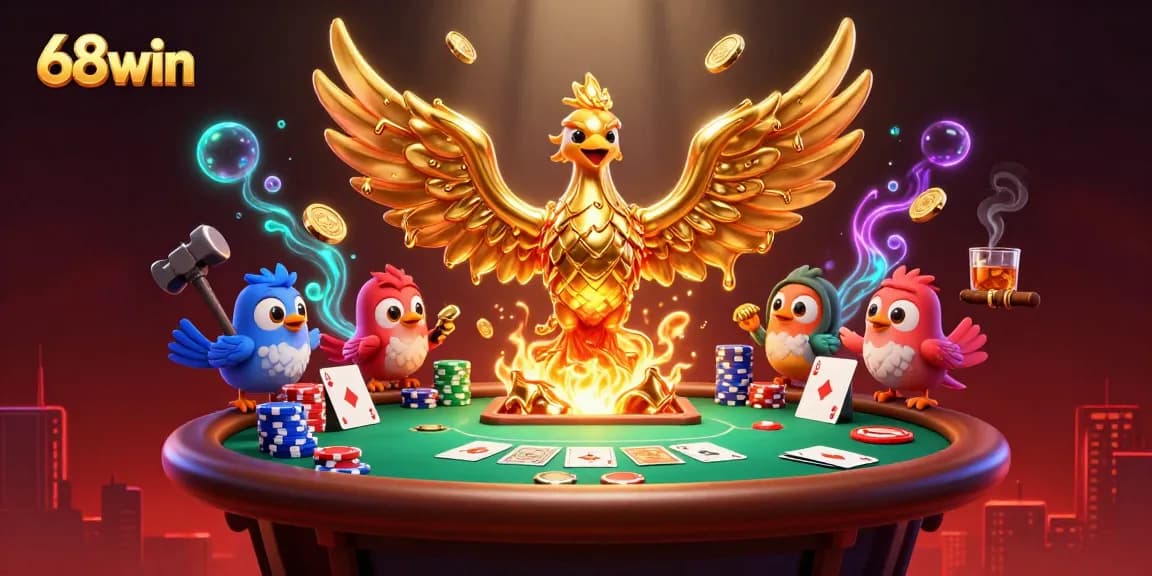 Experience thrilling gameplay at 68win with poker chips and casino elements amidst an engaging scene.