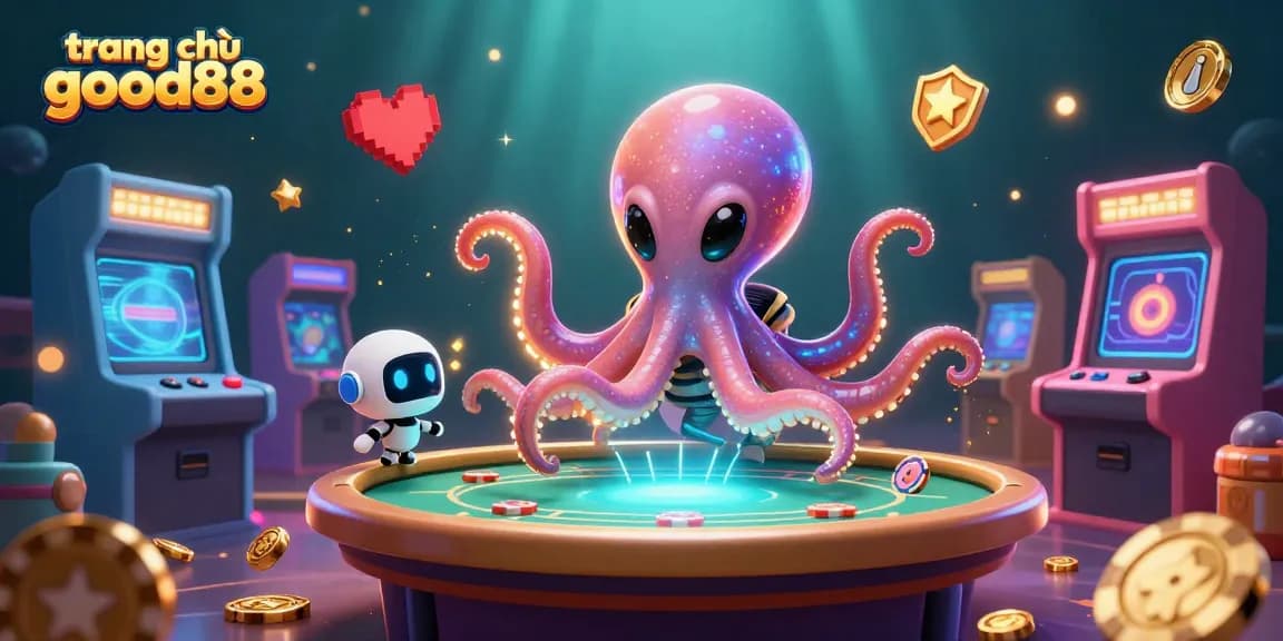 Engage in the thrilling action on trang chủ good88, capturing poker excitement with a galactic octopus and robot companions.