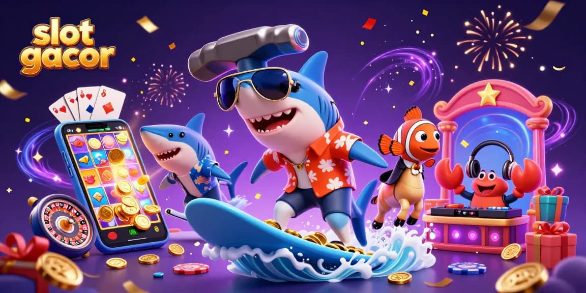 Slot gacor menunjukkan pengalaman bermain slot yang seru dengan karakter kartun dan elemen kasino yang menarik.