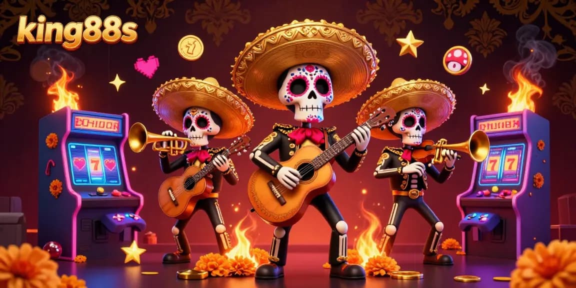 Engage in exciting gaming adventures with king88s featuring a mariachi band amidst vibrant casino elements.