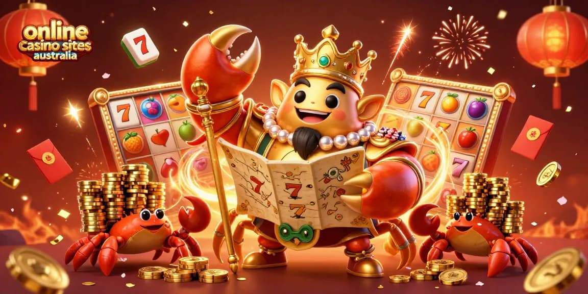 Engaging illustration showcasing the excitement of online casino sites in Australia with vibrant elements and characters.