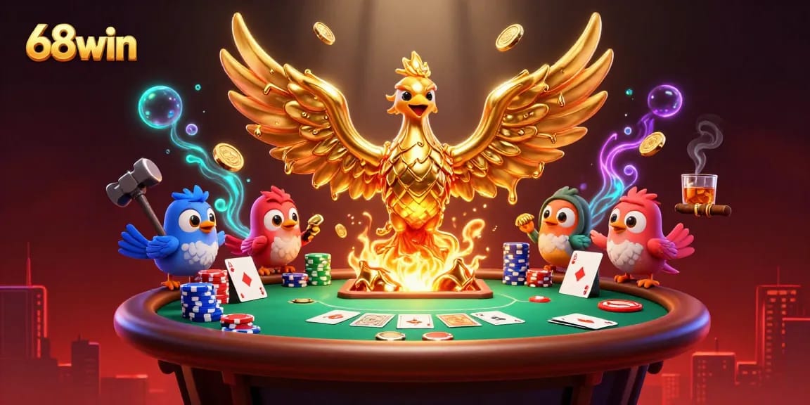 Experience thrilling gameplay at 68win with poker chips and casino elements amidst an engaging scene.
