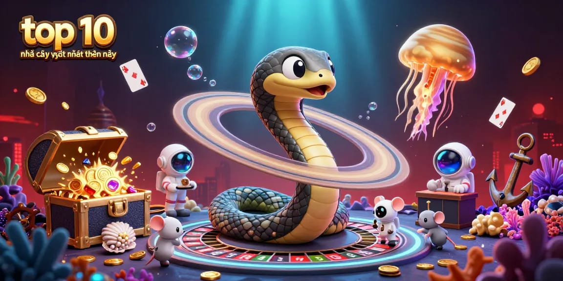 Place bets on the top 10 nhà cái uy tín nhất hiện nay in this vibrant cosmic casino scene.