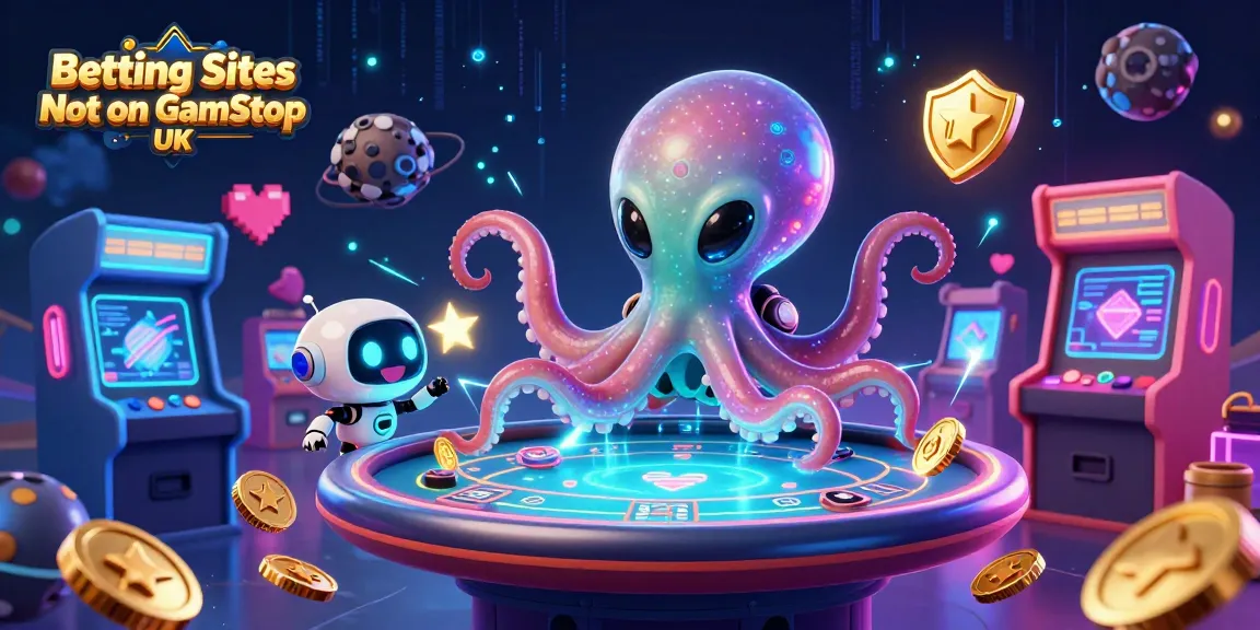 Engage with Betting Sites Not on GamStop UK featuring an alien octopus managing exciting poker action