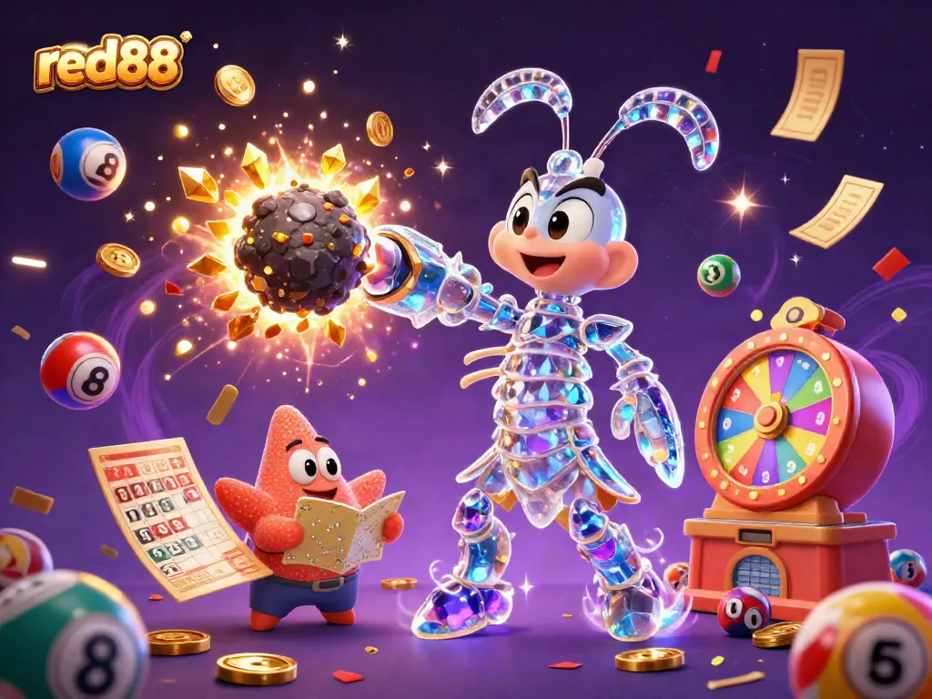 Experience the excitement of gaming at red88 with vibrant elements of gambling in a captivating 3D scene.