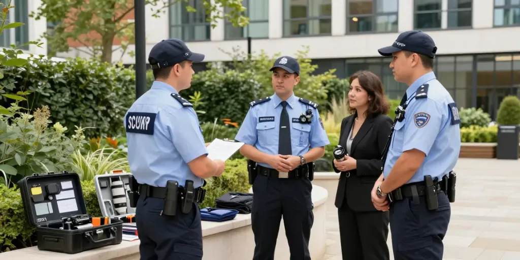 Local Private Security professionals conducting a site survey in London.