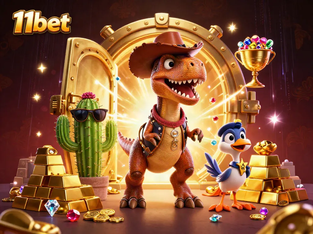 Experience the excitement of 11bet casino gaming in this vibrant 3D illustration.