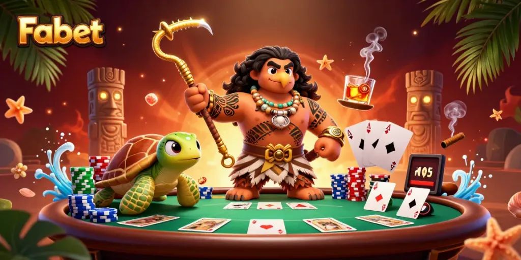 Engage with thrilling poker action at Fabet, featuring vibrant characters and dynamic gaming elements.