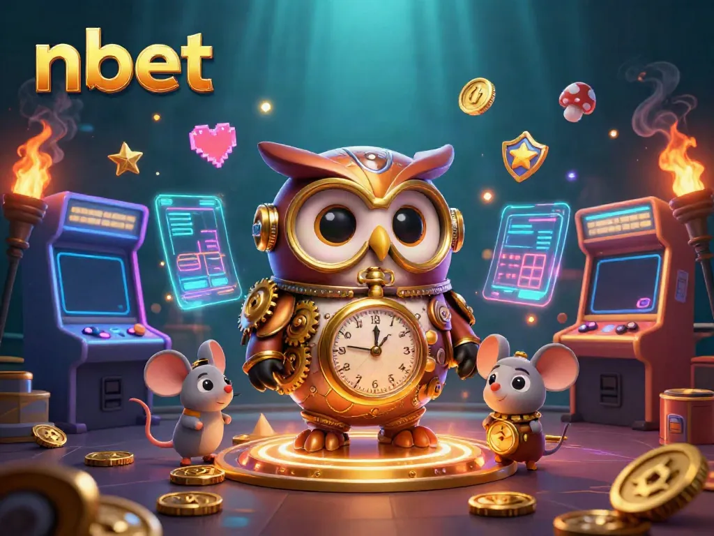 Experience winning strategies at nbet with a captivating steampunk casino scene featuring a time-traveling owl.