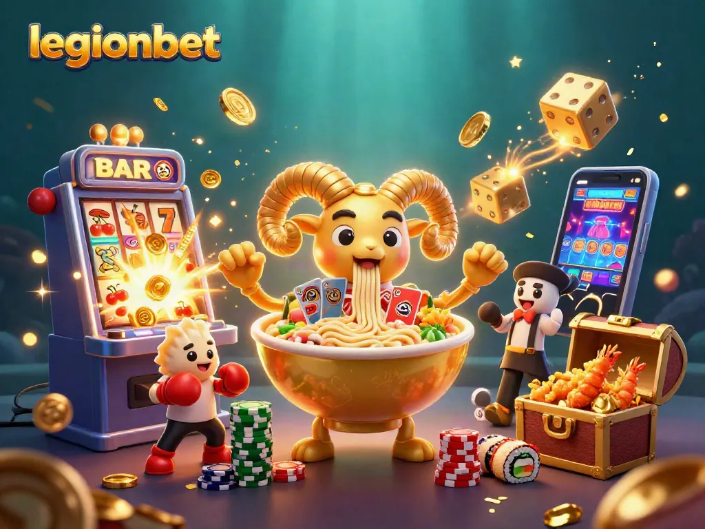 Experience the thrill of legionbet through a vibrant casino-themed illustration depicting joyful characters and exciting gameplay.