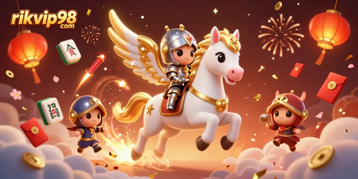 Engage with thrilling games at rikvip98 com, featuring majestic characters and festive casino elements.