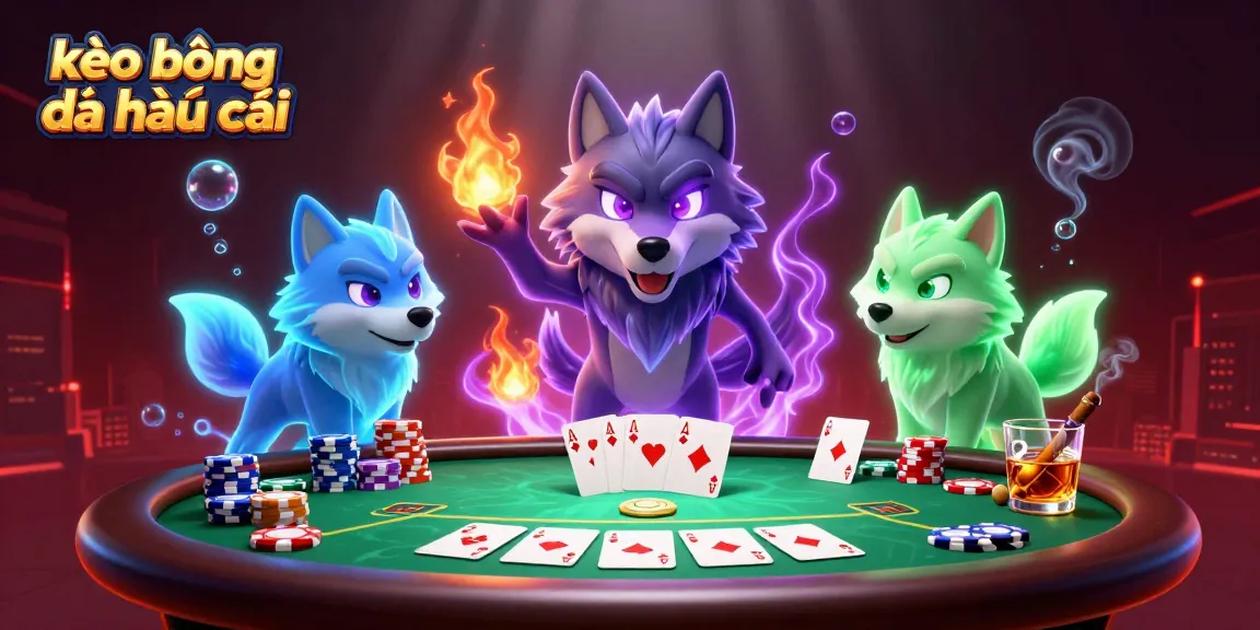 Engage with kèo bóng đá nhà cái in a vibrant casino scene featuring a dynamic poker setup with detailed characters and elements.