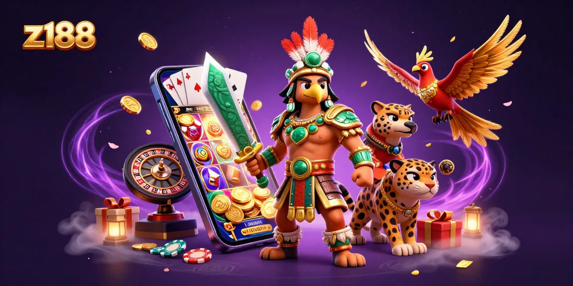 Play exciting games with z188, featuring thrilling 3D characters and slot game elements.