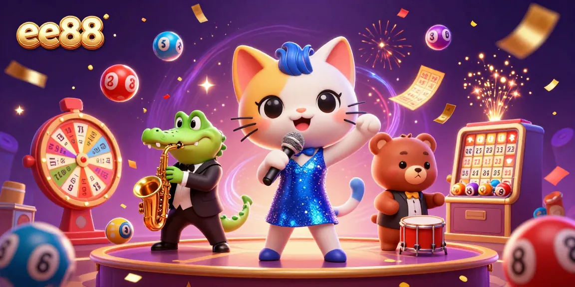 Experience the excitement of ee88 with a vibrant casino illustration featuring dynamic lottery activities.