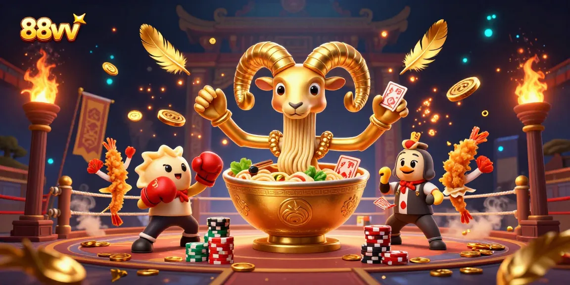 Engage in thrilling gameplay with 88vv's dynamic casino-themed 3D illustration showcasing epic characters.