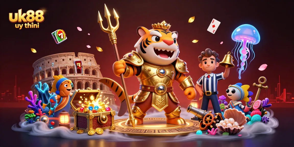 Engage in online gaming excitement with uk88 uy tín showcasing a thrilling underwater casino scene.