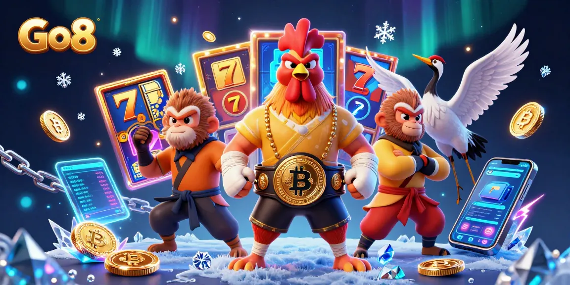 Engage with Go8's thrilling casino atmosphere featuring diverse characters and interactive game elements.