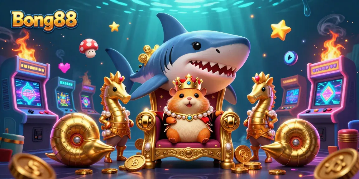 Experience vibrant gaming with Bong88 featuring a golden hamster king and exciting casino elements.